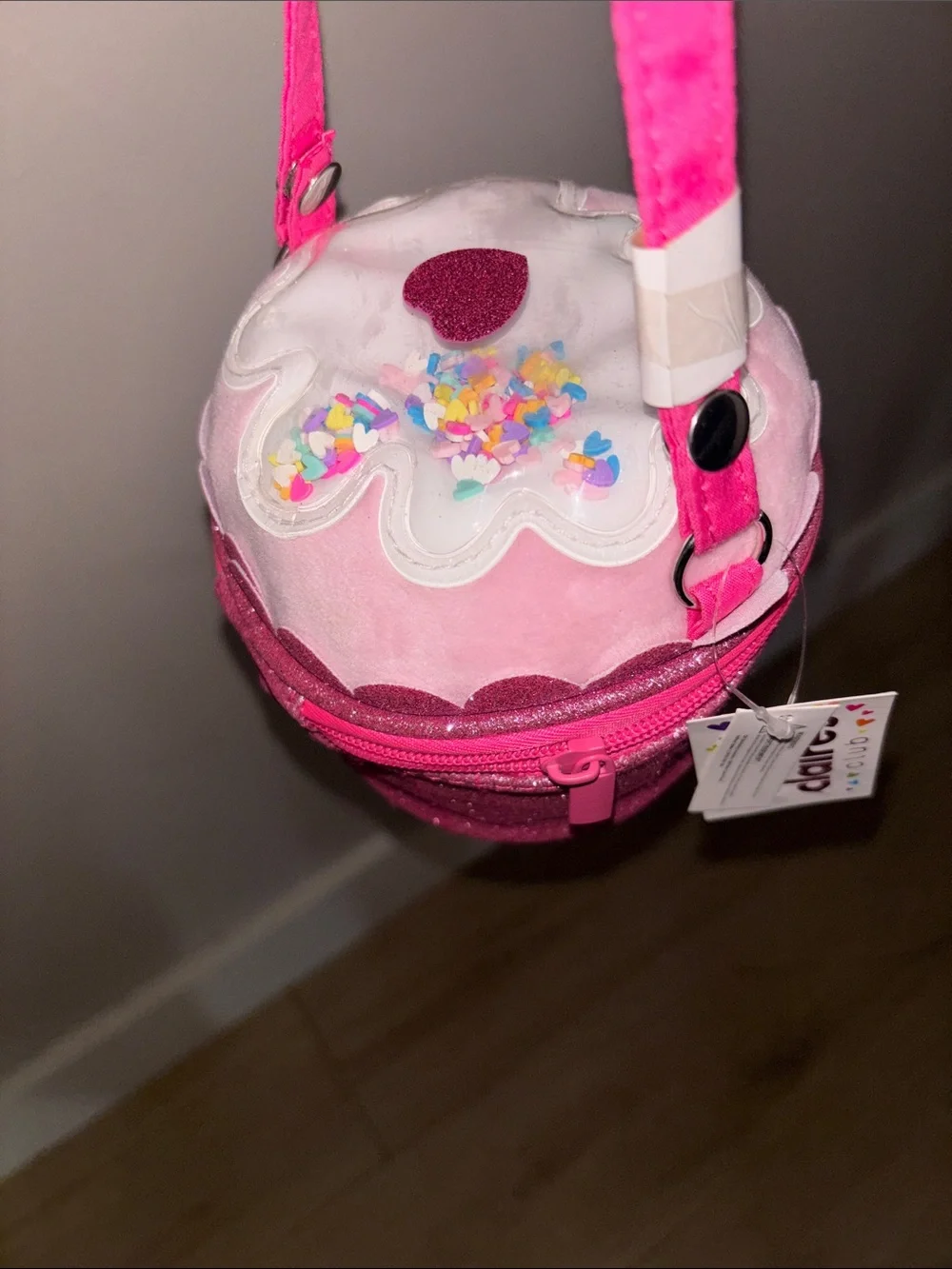 Justice Pink Glitter Cupcake Crossbody Bag